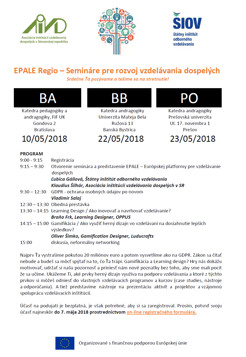 EPALE Regio - Semináre pre rozvoj vzdelávania dospelých